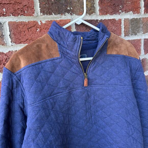 Vineyard Vines Mens Quilted Suede Pullover Half Zip Blue Size Mens Small - Picture 4 of 5